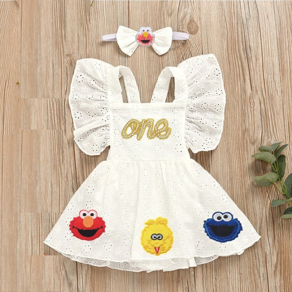 Elmo Dress First Birthday Romper Dress Clothes Sesame Street outfit bodysuit
